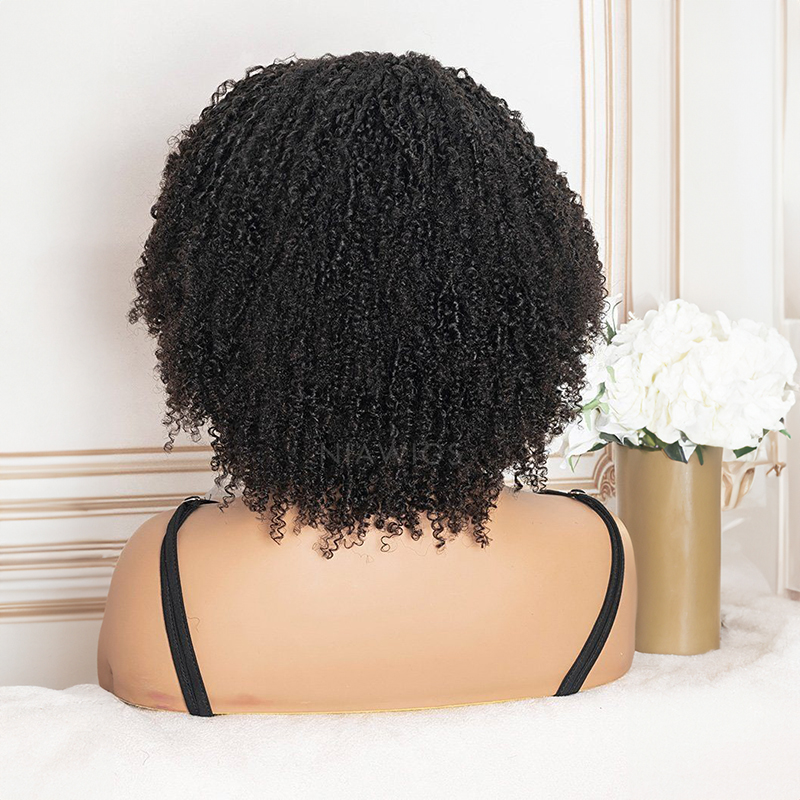 13x4 Afro Kinky Curly Wig With Bangs Human Hair Lace Front Wigs