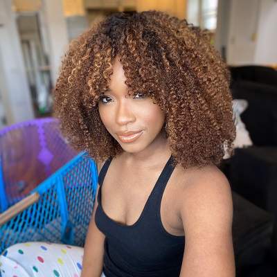 13x4 Afro Kinky Curly Wig With Bangs Human Hair Lace Front Wigs