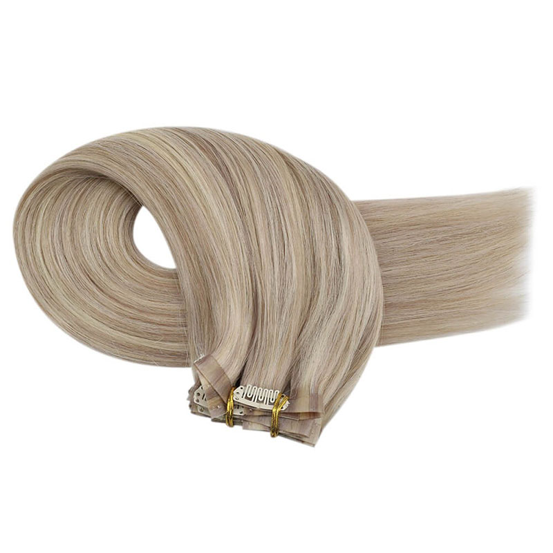 Ash Blonde PU Seamless Clip In Remy Human Hair Extensions (#P18/613)