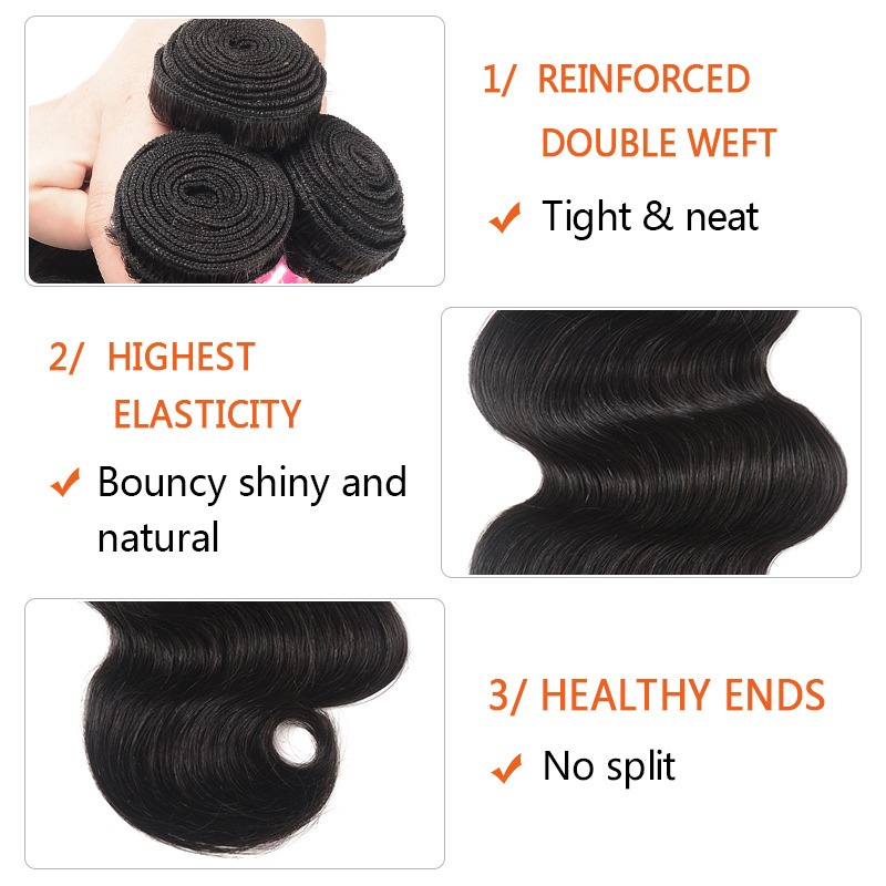 Beste unbehandeltes brasilianisches gewelltes Haar, 3 Bündel, Echthaar