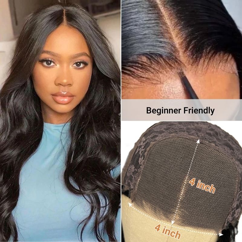 Boc 4x4 Transparent Lace Closure Wig Body Wave Glueless Human Hair Wigs