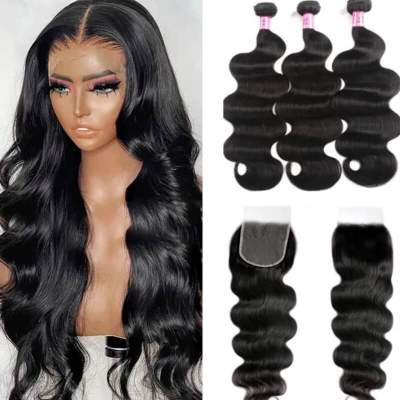 Boc Hair Body Wave 5X5 HD Lace Closure With 3pcs Human Hair Weave
