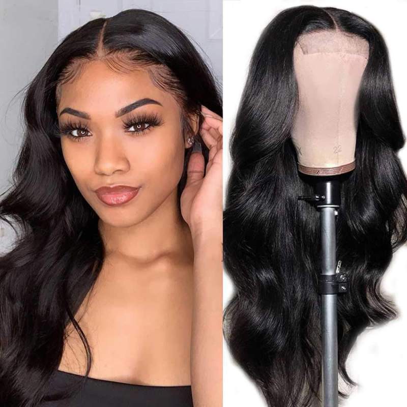 180% Front Lace Closure Wig Human Hair Glueless Wigs Body Wave Pre Plucked