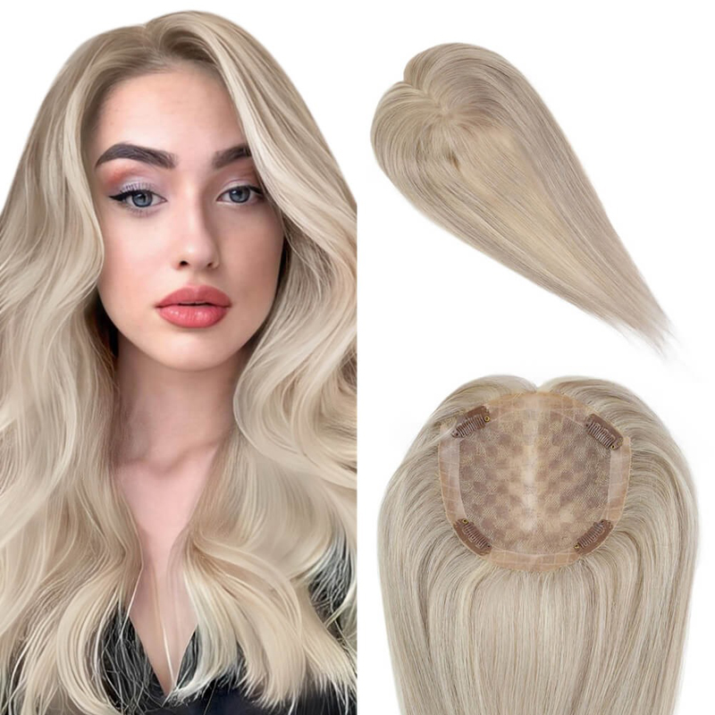 Clip In Mono Topper Hairpieces Human Hair 5