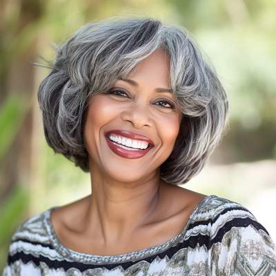 Custom Short Wigs Salt & Pepper Color Glueless Loose Curly For Mother