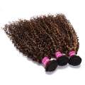Mèches de cheveux blonds miel, mèches bouclées, tissage de cheveux humains, 3 lots