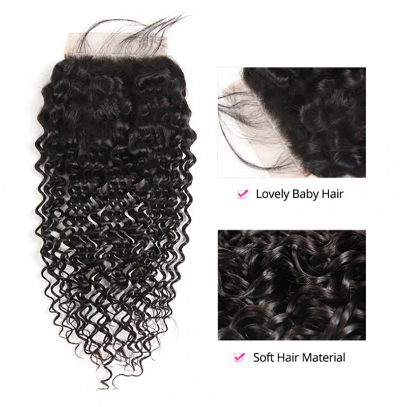 Jerry Curly Human Hair Lace Closure 6x6 Inch Unprocessed With Baby Hair