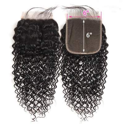 Jerry Curly Human Hair Lace Closure 6x6 Inch Unprocessed With Baby Hair