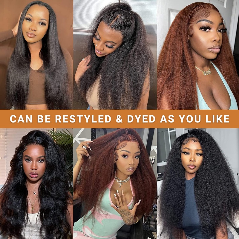 Kinky Straight Human Hair Lace Front Wig Wear and Go Wigs With Baby Hair