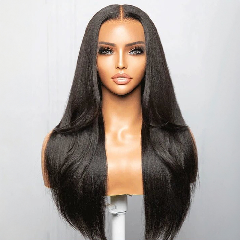 Layered Cut Yaki Straight Middle Part Clueless Lace Wig 100% Human Hair