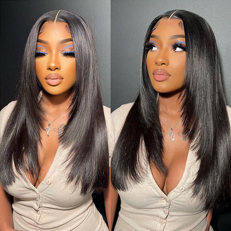 Layered Cut Yaki Straight Middle Part Clueless Lace Wig 100% Human Hair