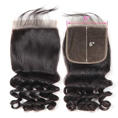 Loose Wave 6x6 Lace Closure Virgin Human Hair Lace Closure Pre-Plucked