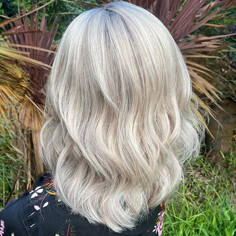 Parrucca ondulata in pizzo biondo platino Bob 13x4 Parrucca di capelli umani senza colla