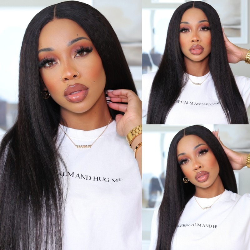 Super Fine HD Invisible Lace 13X6 Glueless Lace Wig Kinky Straight
