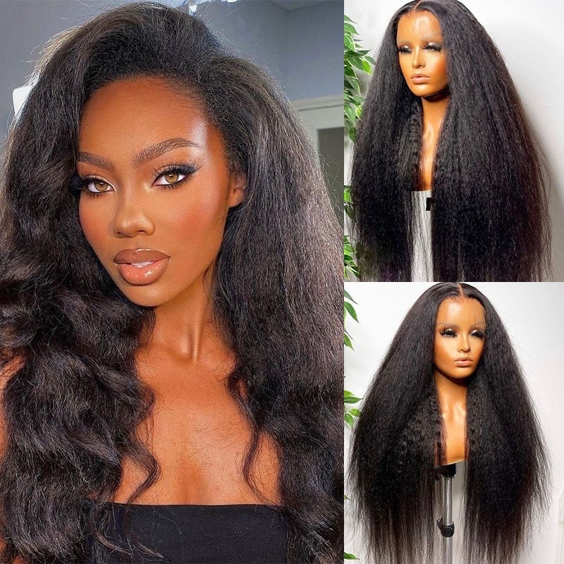 Super Fine HD Invisible Lace 13X6 Glueless Lace Wig Kinky Straight