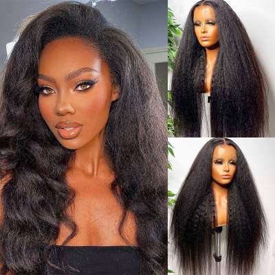 Super Fine HD Invisible Lace 13X6 Glueless Lace Wig Kinky Straight